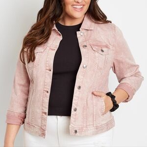 Maurices Pink/rose Jean Trucker Jacket Size XXL